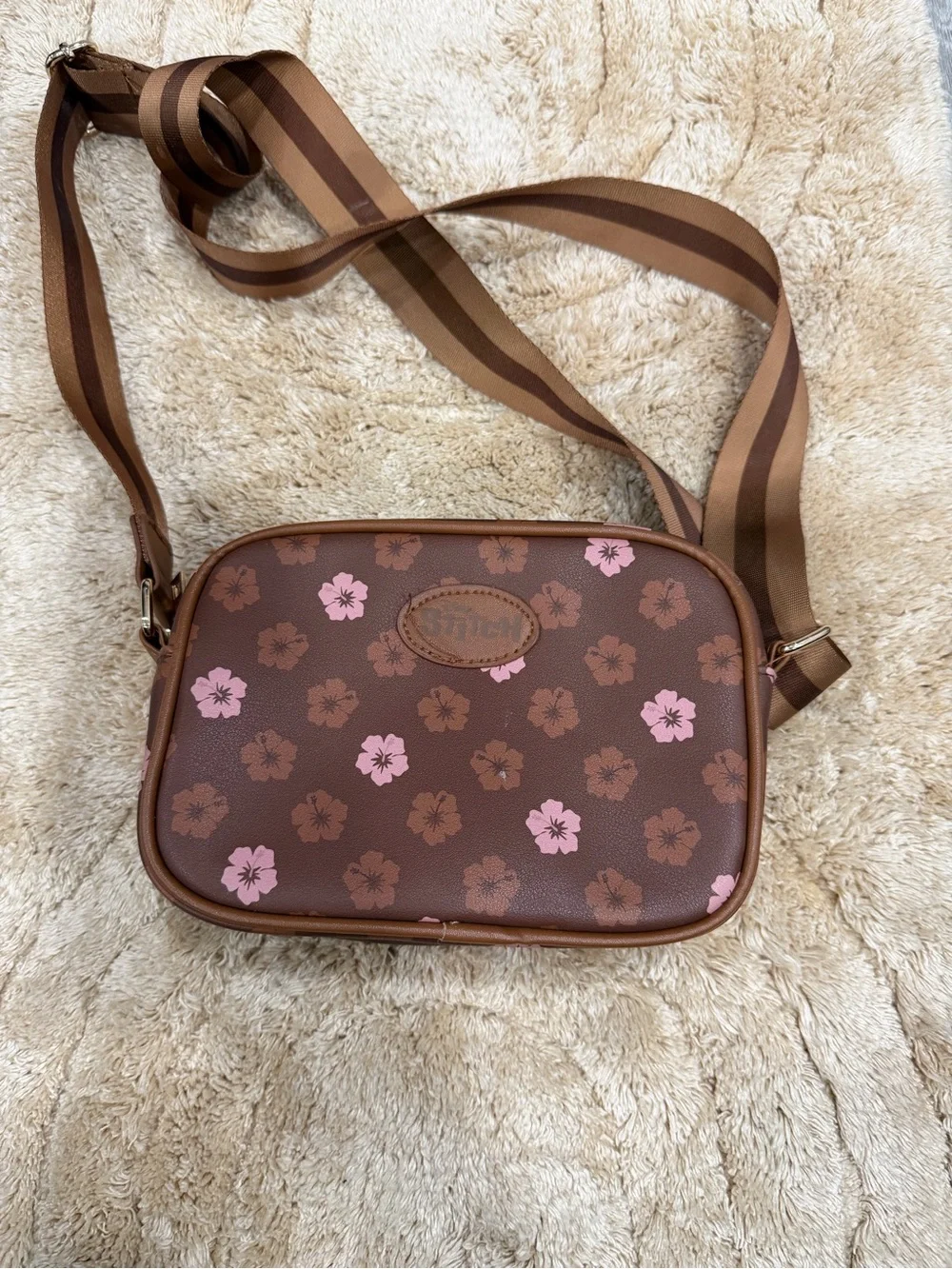 Stitch Brown Floral Crossbody Bag